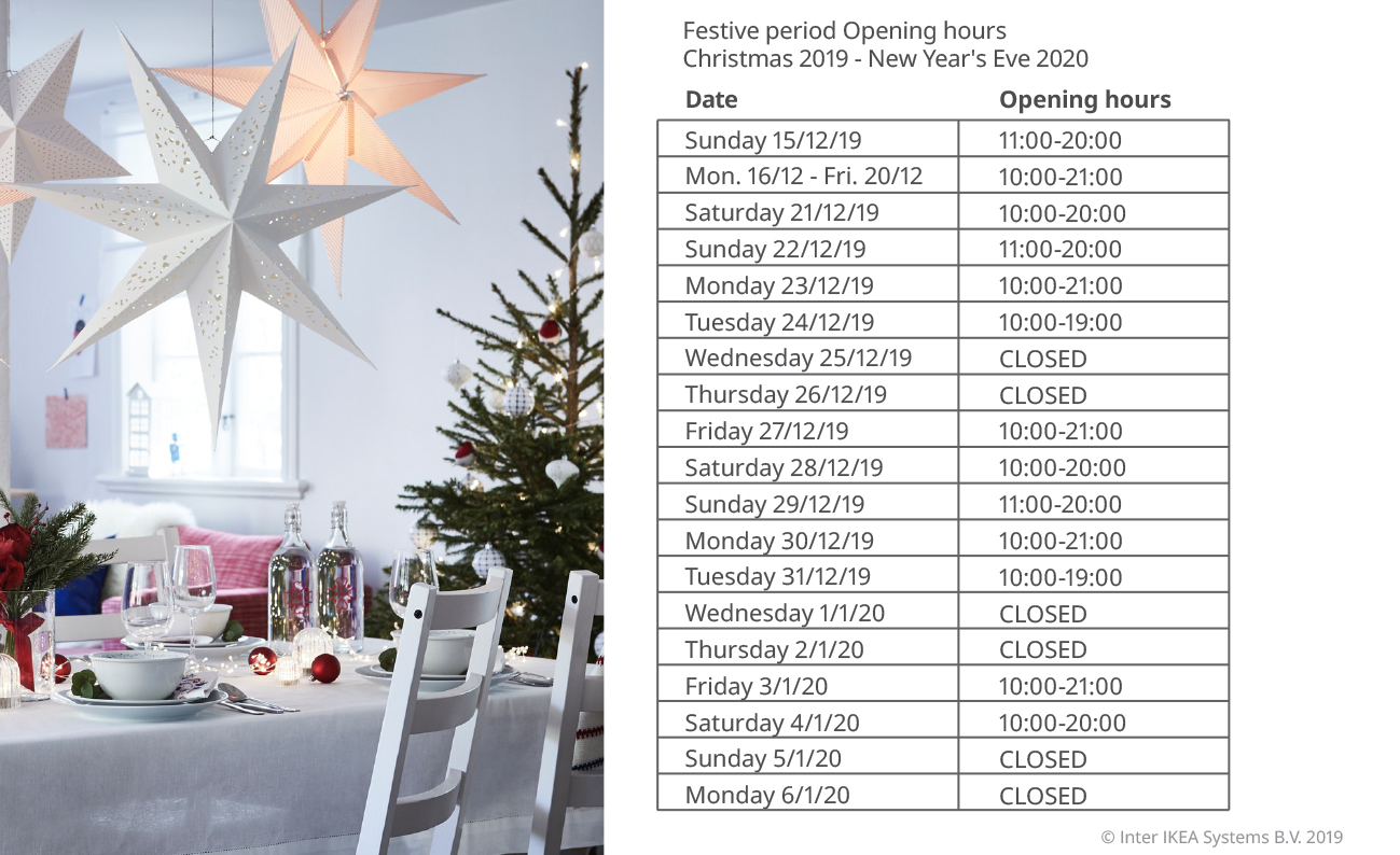Ikea Christmas Opening Hours The Cake Boutique