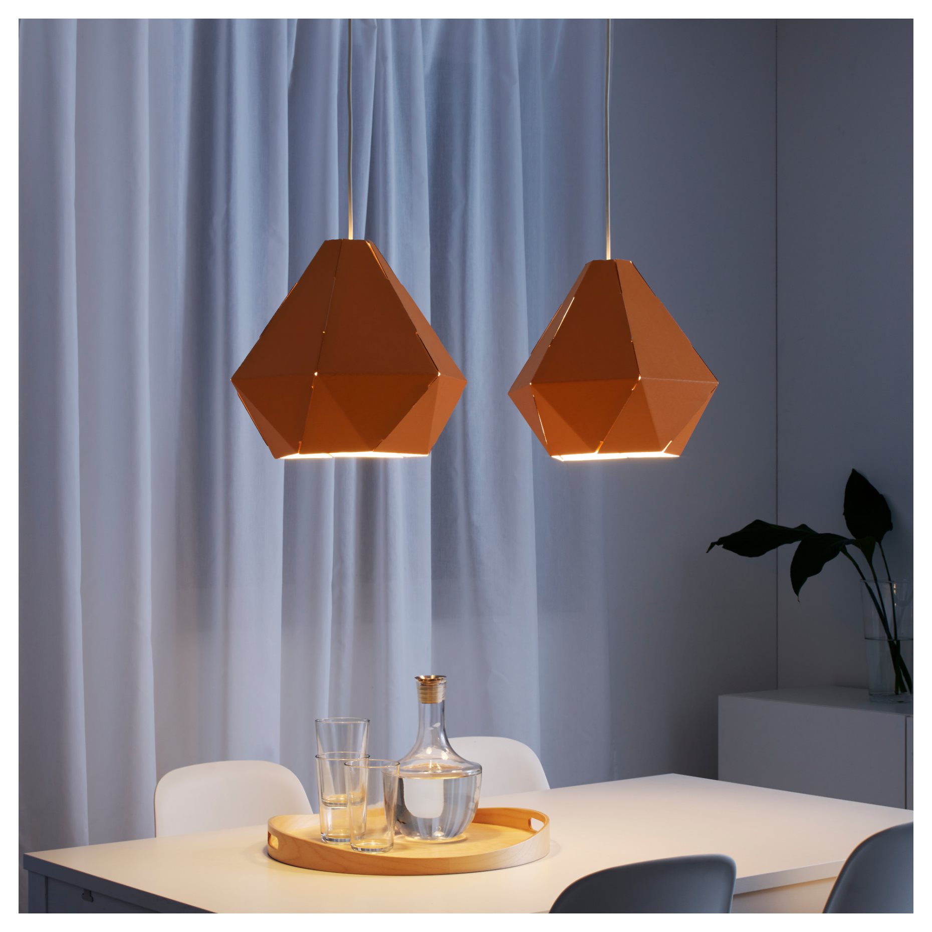 2 x Ikea Pendant Lamp Shade Orange 11" Joxtorp 002.792.62 NEW 