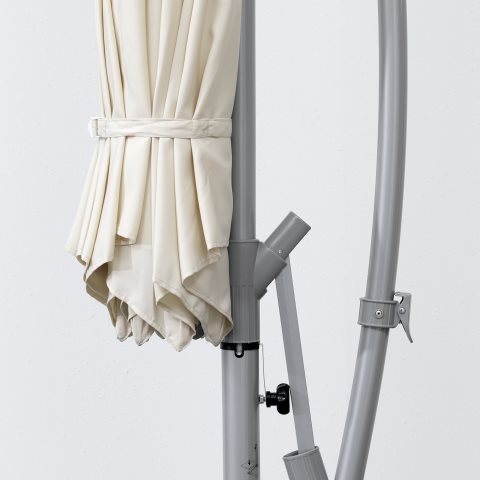 KARLSO/SVARTO parasol, with base, Beige IKEA Greece
