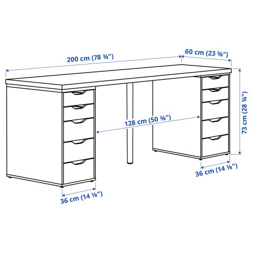 linnmon alex desk 200cm