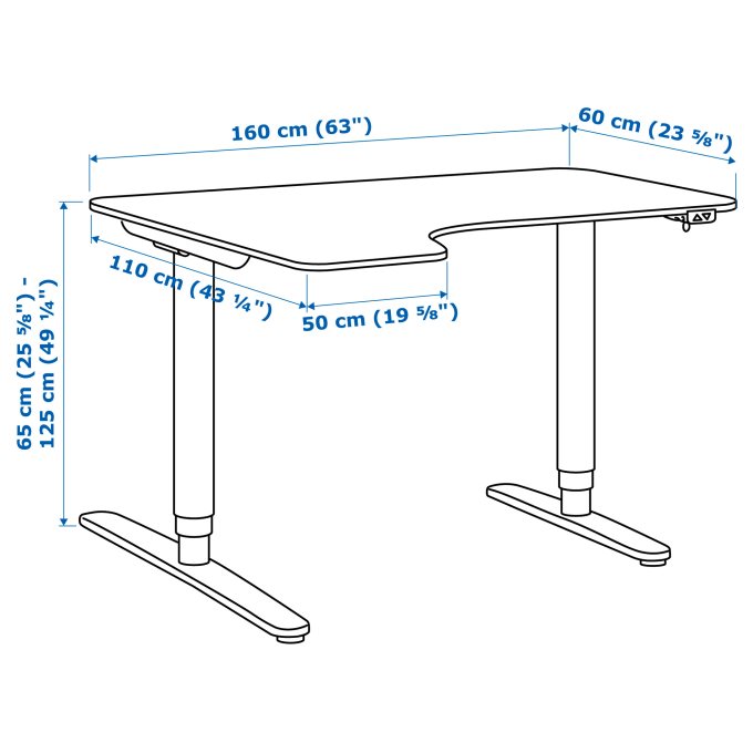 Bekant Corner Desk Left Sit Stand, Galant Desk Ikea Dimensions