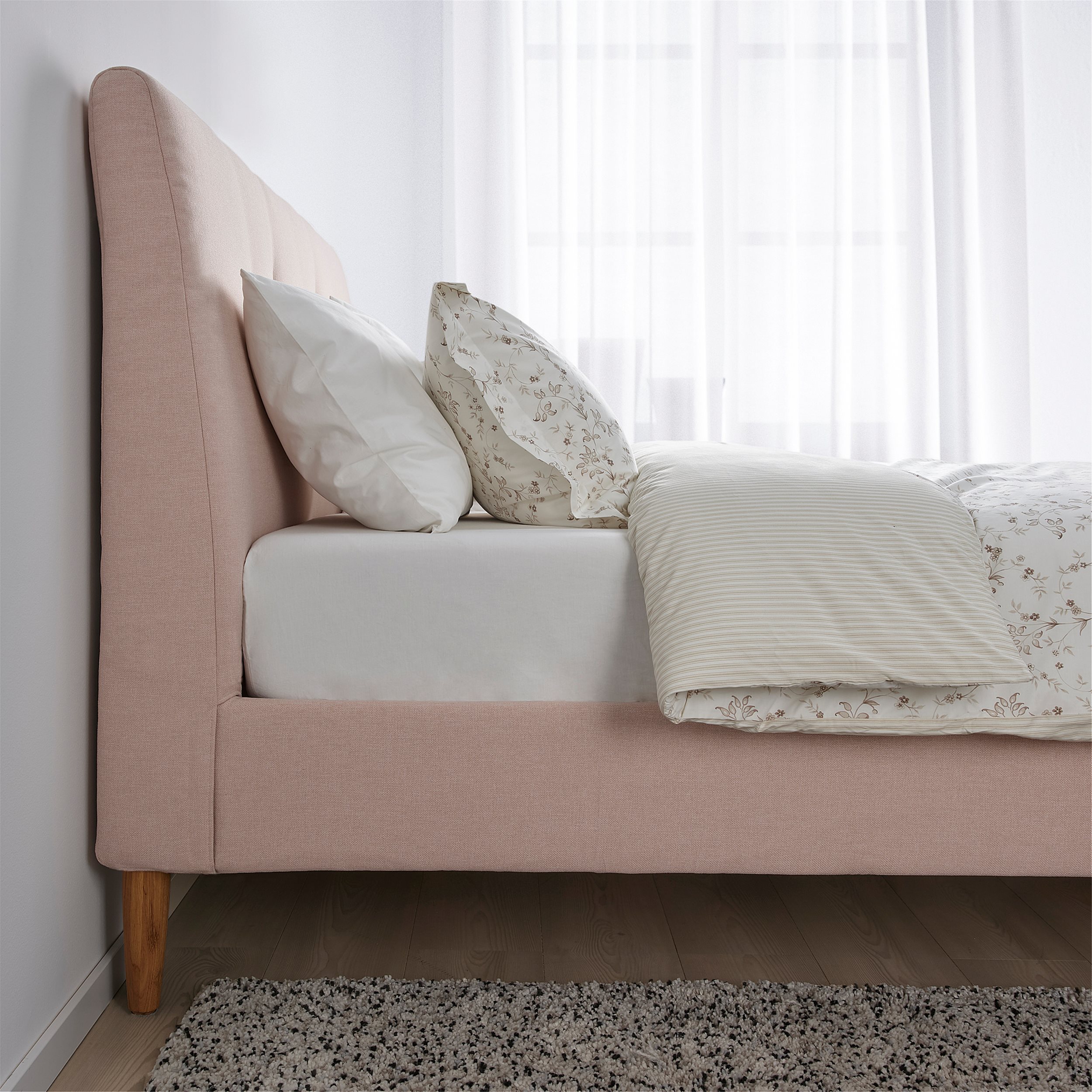 IDANAS upholstered bed  frame 140x200 cm Pink  IKEA  Greece